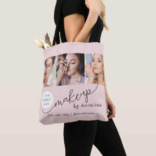 Blush Pink Script Logo Photo Makeup Studio Tote Bag