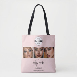 Blush Pink Script Logo Photo Makeup Studio Tote Bag