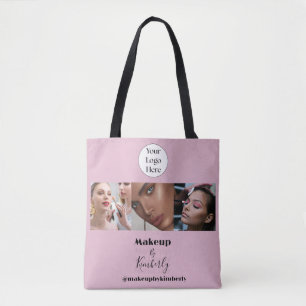 Blush Pink Script Logo Photo Makeup Studio Tote Bag