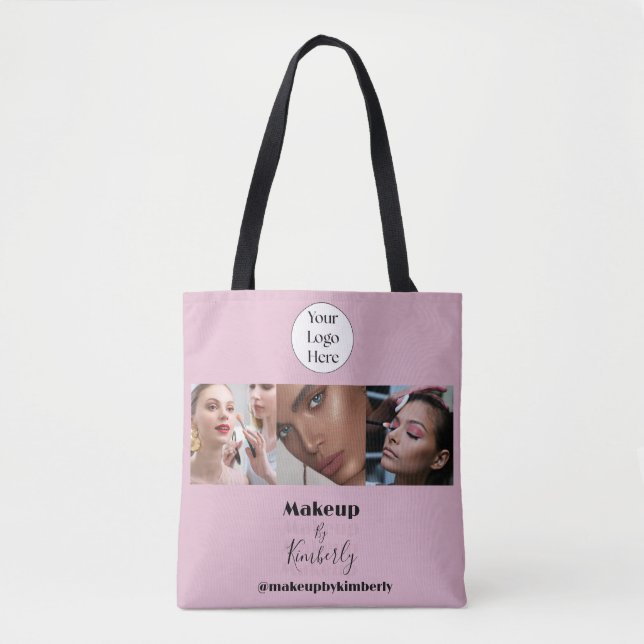 Blush Pink Script Logo Photo Makeup Studio Tote Bag (Front)