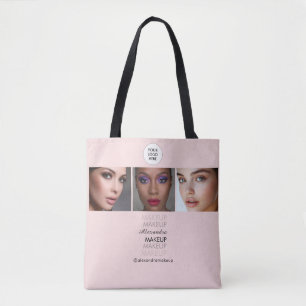 Blush Pink Script Logo Photo Makeup Studio Tote Bag