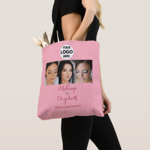 Blush Pink Script Logo Photo Makeup Studio Tote Bag