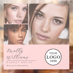 Blush Pink Script Logo Photo Makeup Studio Window