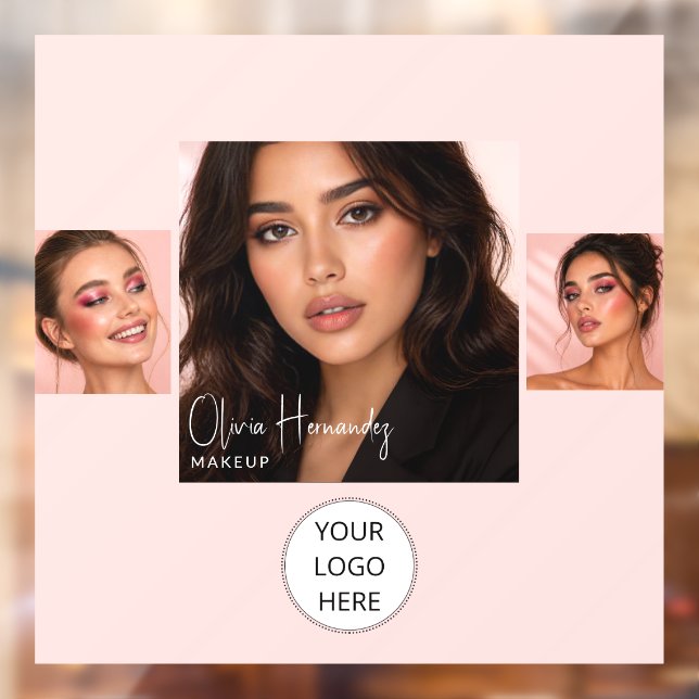 Blush Pink Script Logo Photo Makeup Studio Window (Sheet 2)