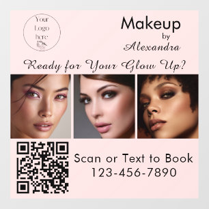 Blush Pink Script Logo QR Code Photo Makeup