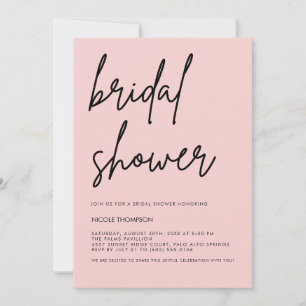 Blush Pink Script Modern Bridal Shower Invitation 