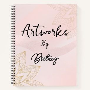Blush Pink Script Name Artwork Sketchbook  Notebook