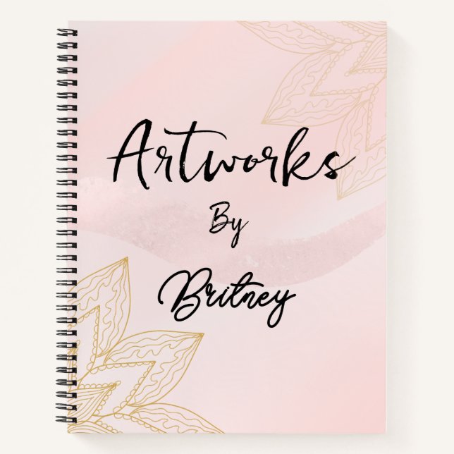 Blush Pink Script Name Artwork Sketchbook  Notebook (Front)