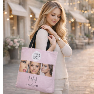 Blush Pink Script Photo Makeup Studio Tote Bag
