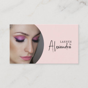 Blush Pink Script Social Icon QR Code Photo Lashes Business Card