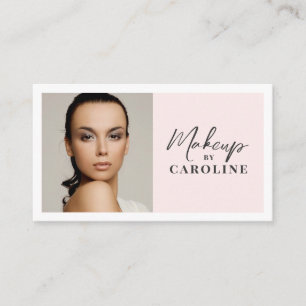 Blush Pink Script Social Icon QR Code Photo Makeup Business Card