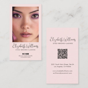 Blush Pink Script Social Icon QR Code Photo Makeup Business Card