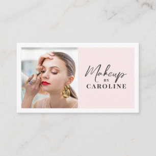 Blush Pink Script Social Icon QR Code Photo Makeup Business Card