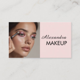 Blush Pink Script Social Icon QR Code Photo Makeup Business Card