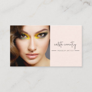 Blush Pink Script Social Icon QR Code Photo Makeup Business Card