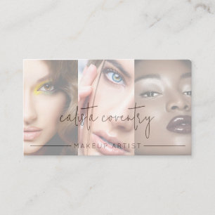 Blush Pink Script Social Icon QR Code Photo Makeup Business Card