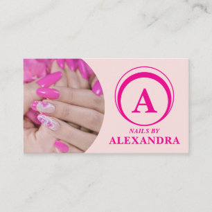 Blush Pink Script Social Icon QR Code Photo Nails Business Card