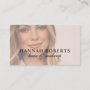 Blush Pink Script Social QR Code Photo Hair Makeup Business Card