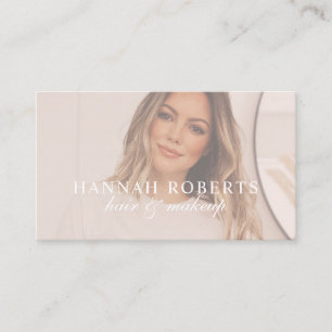 Blush Pink Script Social QR Code Photo Hair Makeup Business Card
