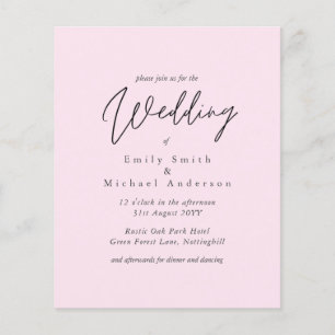 Blush Pink Script Typography only Budget Wedding