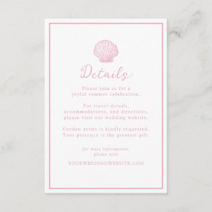 Blush Pink Seashell Wedding Details Card