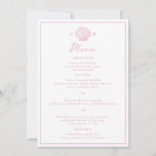 Blush Pink Seashell Wedding Menu Card
