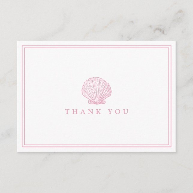 Blush Pink Seashell Wedding Thank You Card (Front)