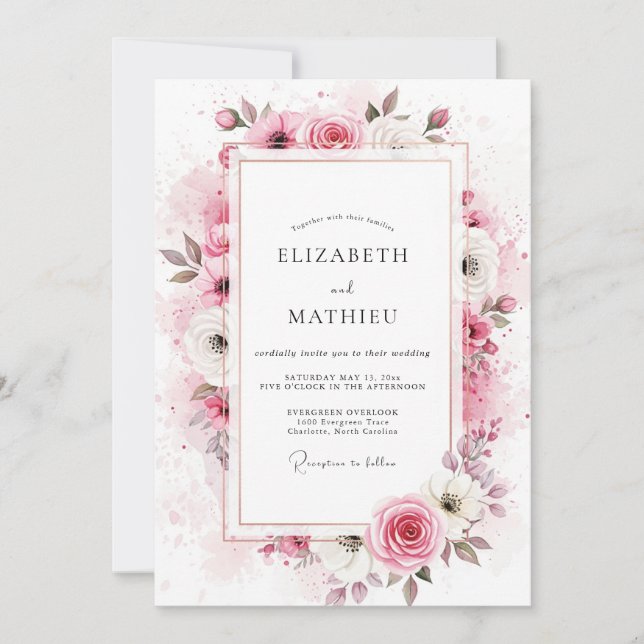 Blush Pink Seraphic Spring Wedding Invitation (Front)