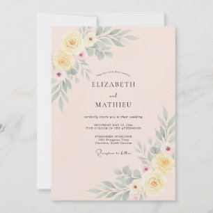 Blush Pink Serene Spring Wedding Invitation
