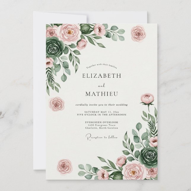 Blush Pink Serene Succulent Wedding Invitation (Front)