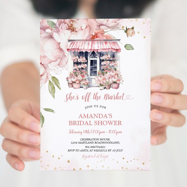 Blush Pink She's Off The Market Bridal Shower Invitation (Creator Uploaded)