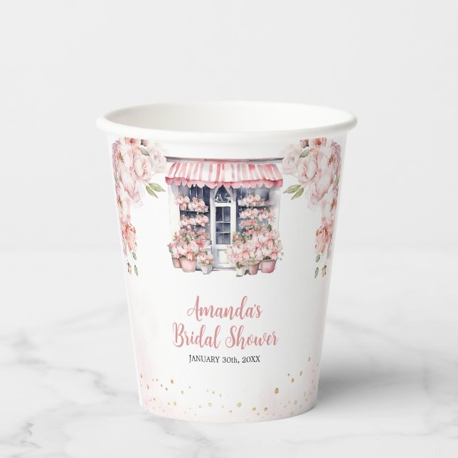 Blush Pink She's Off The Market Bridal Shower Paper Cups (Front)
