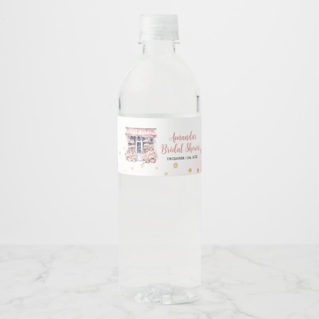 Blush Pink She's Off The Market Bridal Shower Water Bottle Label (Front)