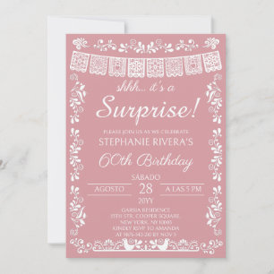 Blush Pink Shhh It's a Surprise 60th Birthday Invitation