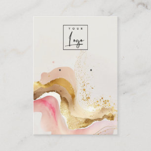 Blush Pink Shiny Glitter Logo Earring Display Business Card