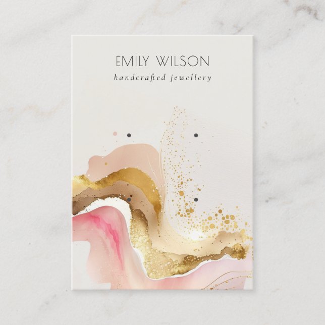 Blush Pink Shiny Glitter Texture 2 Earring Display Business Card (Front)