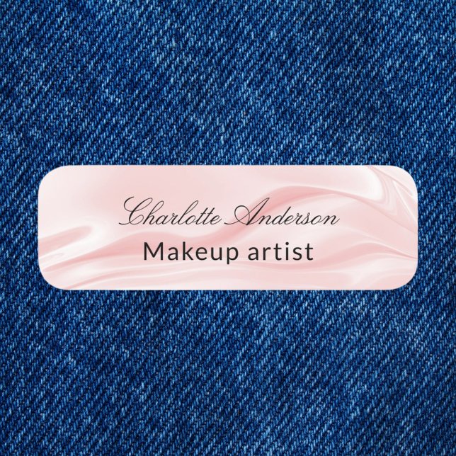 Blush pink silk satin business employee name tag (Creator Uploaded)