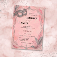 Blush Pink & Silver Feather Masquerade Wedding