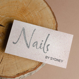 Blush Pink Silver Glitter Nail Artist  Business Card