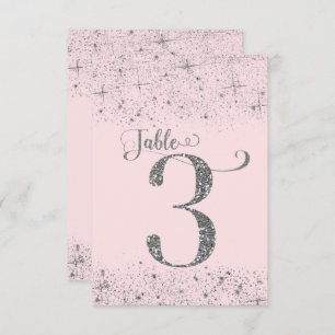 Blush Pink Silver Glitter Table Numbers Number 3