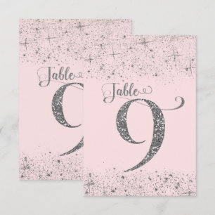 Blush Pink Silver Glitter Table Numbers Number 9
