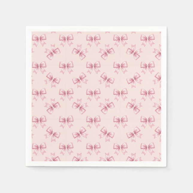 Blush Pink Simple Bow Toss Pattern Napkin (Front)