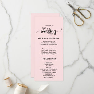 Blush Pink Simple Calligraphy Wedding Program Programme