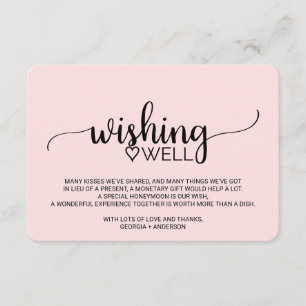 Blush Pink Simple Calligraphy Wedding Wishing Well Enclosure Card