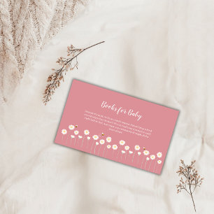 Blush Pink Simple Daisy Baby Shower Books For Baby Enclosure Card