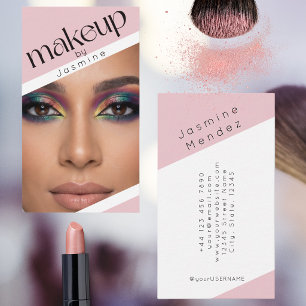 Blush Pink Simple Elegant Photo Makeup Artist  Business Card