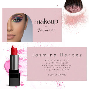 Blush Pink Simple Elegant Photo Makeup Artist  Business Card