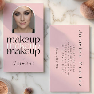 Blush Pink Simple Elegant Photo Makeup Artist  Business Card