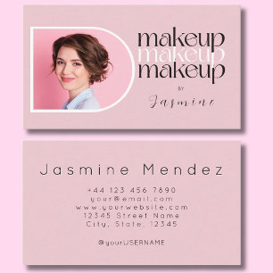 Blush Pink Simple Elegant Photo Makeup Artist Business Card