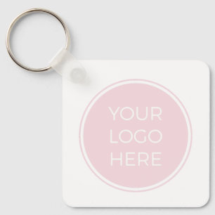 Blush Pink Simple Logo QR Code Key Ring